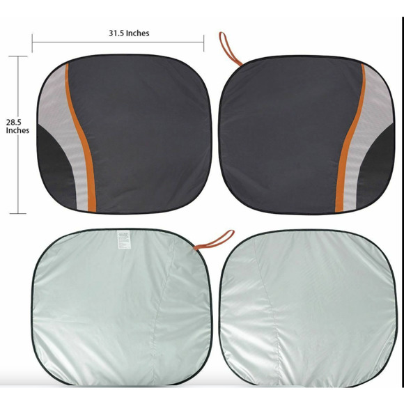 Auto Drive Twist Sun Shade Universal Fit UV Protection 2 Piece Black Orange - Picture 8 of 9